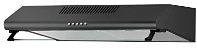 electriQ 60cm Black Visor Cooker Hood with Glass Front - Top & Rear Venting