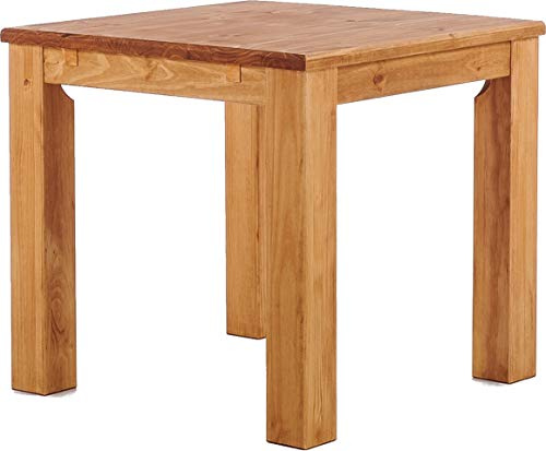 B.R.A.S.I.L.-Möbel Esstisch Rio Classico 90x90 cm Honig Holz Pinie Massivholz Esszimmertisch Echtholz ausziehbar vorgerichtet für Ansteckplatten