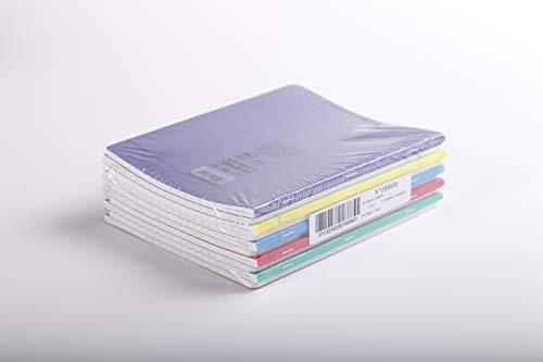 Clairefontaine 18040C - Packung mit 10 Heft / Schulheften Calligraphe 17x22 cm, 48 Blatt, französische Lineatur, 90g, farbig sortiert, 1 Pack