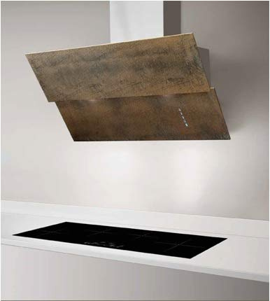 Hotte murale inclinée 80cm finition fer rouillé/corten, équipé du filtre PlasmaMade