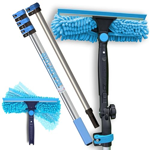 IGADPole Professional Telescopic Window Cleaning Kit 6.6ft(2m), Extension Pole and Single Pivot 10(25cm) Squeegee, Window cleaning washer tools