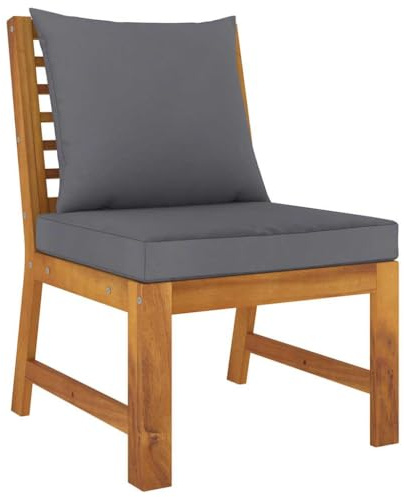 vidaXL Mittelsofa Sektionalsofa mit dunkelgrauem Kissen, Akazienholz