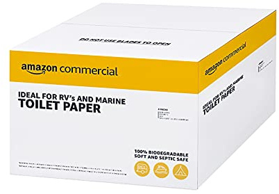AmazonCommercial 2-Ply Quick Dissolving Toilet Paper for RV's & Marine, Waste-Tank Compatible, Soft and Strong, FSC Certified, 300 Sheets per Roll (Pack of 24)