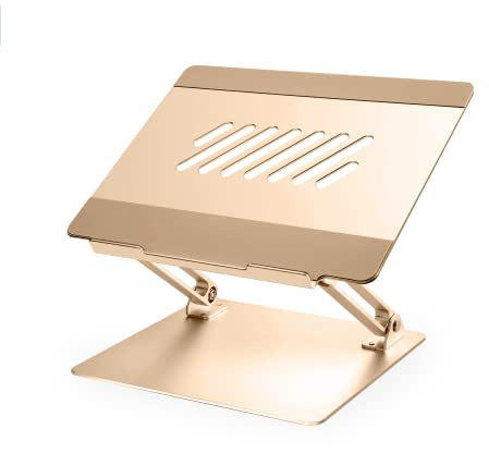 Konsol Laptopständer, Faltbarer Laptop-Riser, verstellbare Winkel, Aluminium leicht und langlebig, Laptop ständer kompatibel mit Laptop bis 17 Zoll (Gold)