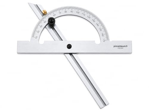 PIMALDAUM® Winkelschmiege, Schmiege, Winkelmesser 10-170° mit verstellbarer Schiene, zum professionellem Messen oder Anzeichnen von Winkeln und Winkelgraden (Metall, 150 * 300 mm)
