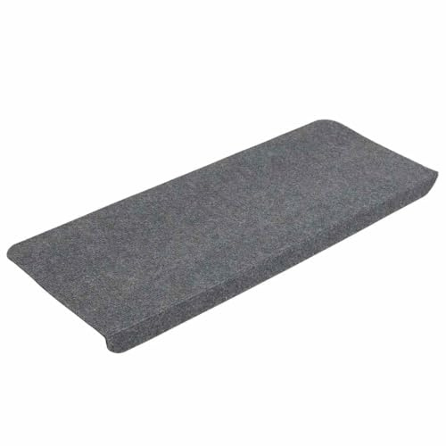 vidaXL Alfombrilla Autoadhesiva de Escalera 15 uds, Alfombra Antideslizante, Protector Amortiguación de Peldaño, Tela Gris 65x24,5x3,5 cm