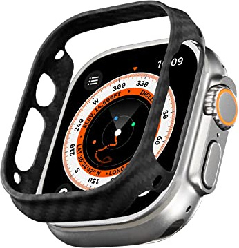 PITAKA Air Case for Apple Watch 49mm Ultra and Ultra 2 Aramid Fibre Black | Ultra Slim and Light Minimalist Apple Watch Ultra Series Case in Aramid Fibre with Carbon Look Smartwatch Protective Cover