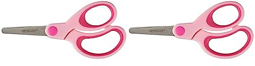 Westcott E-21580 00 Softgrip Kids Kinderschere für Rechtshänder, 13 cm, runde Spitze, pink (Packung mit 2)