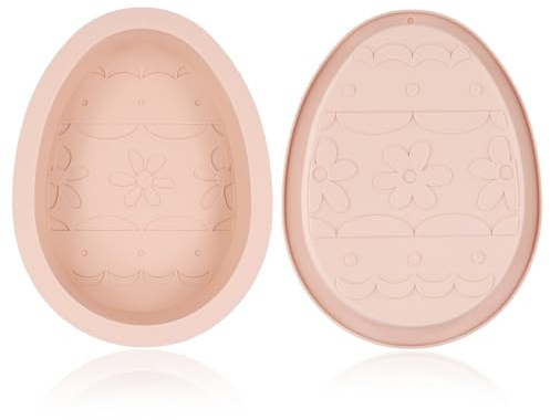 NQEUEPN 2pcs Easter Chocolate Mold, Silicone Egg Cake Pans Large Egg Shaped Easter Egg Mould Candy Trays Breakable Egg Easter Chocolate Tooling DIY Crafting Tool for Easter Baking Party