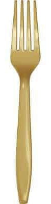 Forchette in plastica riutilizzabile colore oro satinato - la confezione comprende 15 forchette