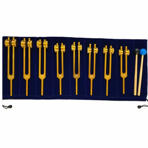 Stimmgabel-Set für Klangheilung, 8-teilig, Aluminiumlegierung, Hammerkugel im Lieferumfang enthalten, für DNA-Heilung, Geist und Geist Harmonie