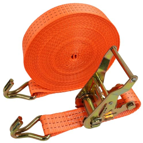 M&Catree Spanngurte je Länge 10 m Spanngurte mit Ratsche und Haken belastbar bis 3000 kg | Breite 38mm | LKW | Ladungssicherung
