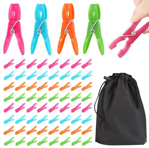 VINEST 72PCS Windproof Clothes Pegs, Non Slip Rust Resistant Plastic Washing Pegs with Storage Bag, Strong Grip for Washing Line Food Bags and Photos