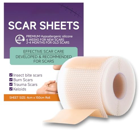 Silicone Scar Sheets, Silicone Tape for Old Scars, Reusable Waterproof Silicone Scar Tape Roll, Silicone Strips for Scar, Scar Sheets Caused by Burns, Trauma & Keloids (4cm x 1.5m Roll)