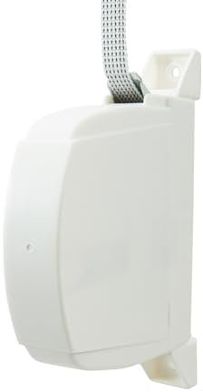 IdeaGenesis - Recogedor plegable de persiana enrollable - Enrollador abatible con cinta para fijación en pared o marco ventana - Sistema universal resistente (Blanco cinta pintas, Cinta 14mm)