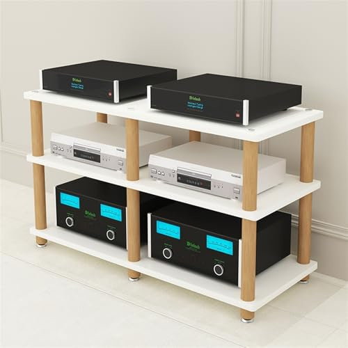 WLCGYD Meuble Chaine HiFi Meubles pour Audio/vidéo Meuble Multimédia Audio/vidéo À 3 Niveaux, Étagère pour Amplificateur, Composants Stéréo, Supports Stéréo, Meuble TV d'angle(White)
