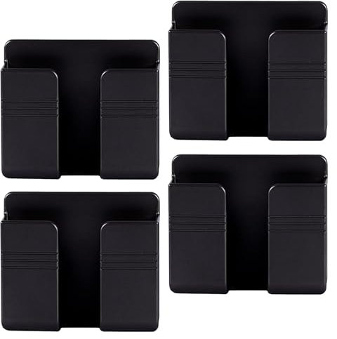 ARCPNRT Supporto da Parete per Cellulare, 4 Pezzi Scatola Porta Cellulare a Muro, Supporto per Telefono Multifunzione, Portacellulare con Foro per il Cavo(Nero)
