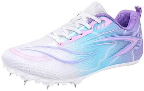 sekiueo Zapatillas De Atletismo para Mujer para Niños Y Niñas para Saltos De Carrera con Clavos Transpirables,Púrpura,38 EU