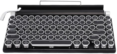 Depisuta Typewriter-tangentbord, USB Wired Bluetooth Mechanical Gaming Keyboard med 83-Key Blue Switches Punk Round KeyCap och RGB Backbelyst Plug and Play for Tablet Computer Phone (Svart)