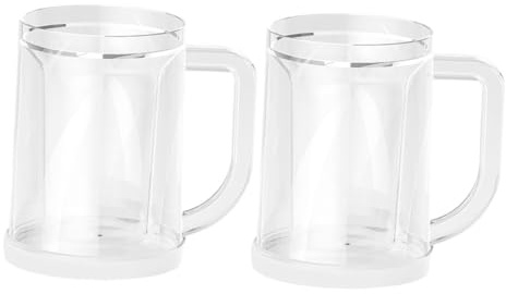 HIAKDOFT 2 Piezas Vasos Congeladores Transparentes para Cerveza y Bebidas Frías Doble Pared Aislante Tazas Reutilizables para Helado Té y Jugos Verano