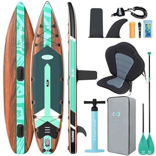 ZLX Stand Up Paddling Board 350x83cm, anfängerfreundliches SUP Board mit Abnehmbarer Mittelfinne für Stabilität oder Geschwindigkeit, Touren Stand Up Paddle für alle Könnerstufen, 200kg Tragkraft