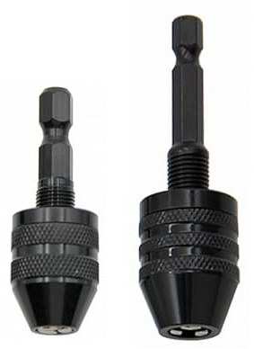 Drill Chuck Bit, 6.3mm Hex Shank Micro Drill Adapter Keyless Quick Change Chuck Conversion Tool 0.3-3.6mm & 0.3-6.5mm for Rotary Tool Electric Grinder (Black)