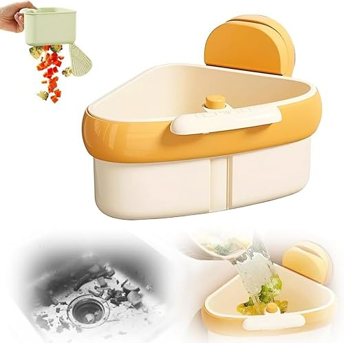 Sieb für Spülbecken, 2026 Neu Vielseitig Suction Cup Sink Corner Rack, Abflusssieb Küchenspüle Abflussstopfen Spüle Küche für Spülbecken Organizer (Gelb)