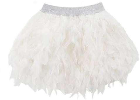 Gonna tutù con paillettes per bambine e ragazze, con piume bianche, in morbido tulle scintillante, per spettacoli di danza, feste, celebrazioni, uso quotidiano, uscite casual, costume da ballo alla