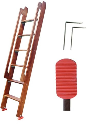 IEOWY Brandstege, 5-stegs trätrappa med halkfria gummifötter för våningssängar, bärande design, perfekt för vindar och nödsituationer