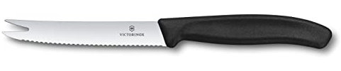 Victorinox, 6.7863, Swiss Classic, Käse- und Wurstmesser, Extra scharfe Klinge, mit Wellenschliff, robuster Kunststoff-Griff, Schwarz, Made in Switzerland, Spülmaschinengeeignet