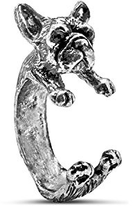 Serebra Jewelry Französische Bulldogge Ring mit Silber-, Bronze-, Schwarztönung Größenverstellbar