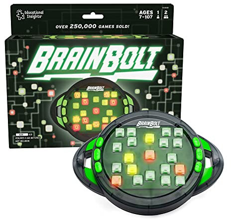 Learning Resources BrainBolt - Handheld Memory Game with Light and Sound, Electronic Brain Games, Single Player Brain Teasers for Kids Teens, & Adults, Gamer Gifts for Boys & Girls Ages 7+