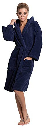 Turkuoise Women's Cotton Turkish Terry Hooded Robe, Terry Hooded Bathrobe