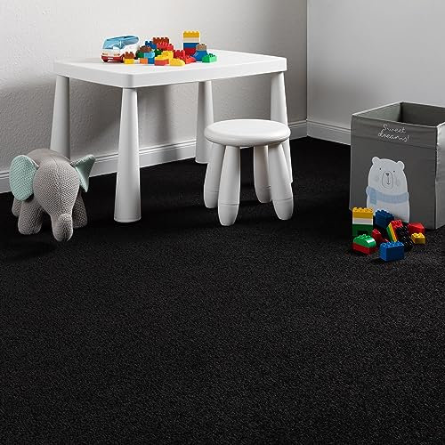 Steffensmeier Teppichboden Cambridge Young Meterware | Auslegware für Kinderzimmer Wohnzimmer Schlafzimmer | Schwarz, Größe: 300x400 cm