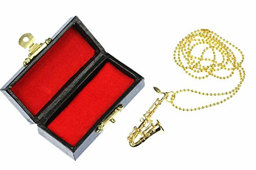 Miniblings Saxofon Kette Saxofonkette Halskette Saxophon Sax vergoldet 80cm | In Berlin von Hand montierte, sorgfältig von Hand montiert