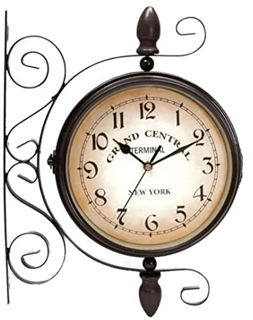 Vintage Double Sided Wall Clock Industrial Wall Clock for Outdoor Decorative Art Antique Decor Office Silent Kitchen Watches Steampunk Double Sided Mounted