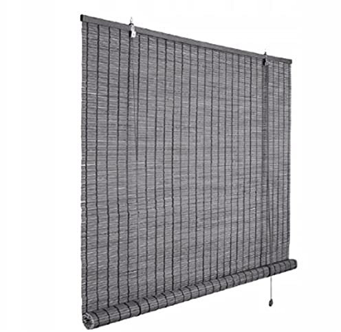 JLXJ Rollo Außenrollo Graues Vintage Bambusrollo mit Haken, Lichtfilterung Im Japanischen Stil Sonnenschutz für Terrasse Pergola Küche, 95/115/135/155cm Breit (Size : 75×150cm (29.5×59in))