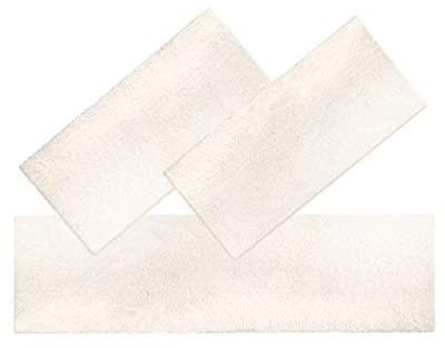 KARAT Elite - Flokati Flor - Set di 3 pezzi - 1 runner + 2 ponti di tappeto (80 cm, 1 x 300 cm e 2 x 150 cm, colore: bianco)