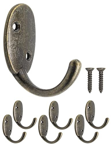 Fuxxer Massive Eisen Wandhaken Garderobenhaken Vintage Bronze 6 Stück Set