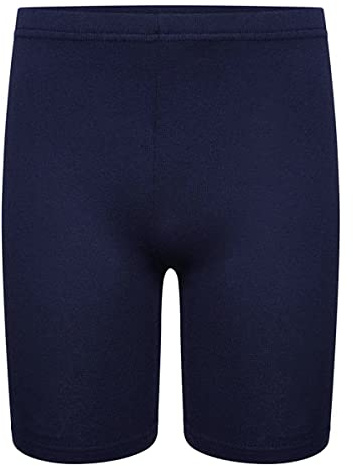Girls Cycling Shorts Stretchy Dance Gymnastics Sports School Summer Cotton Swim Plain Hot Pants Navy Blue PE Biker Short 11-12 Years