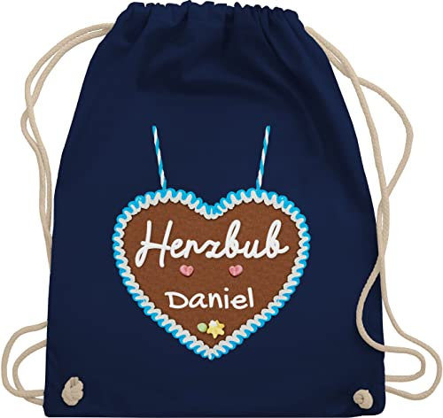 Turnbeutel Rucksack - Kompatibel Oktoberfest - Herzbub Lebkuchenherz - Unisize - Navy Blau - oktoberfest-tasche trachten herzbube tasche trachtenrucksack bayrisch herzbuben beutel trachtenrucksäcke