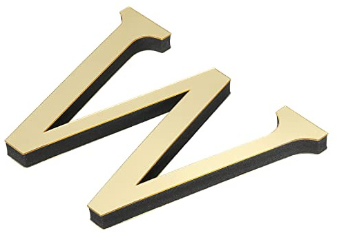PATIKIL 3D Acrylique Alphabet Miroir Paroi Autocollants Lettre W Autoadhésif Maison Décoration Lettre Signe Art Autocollant Décalcomanie pour Bricolage Maison Décoration Clair Doré