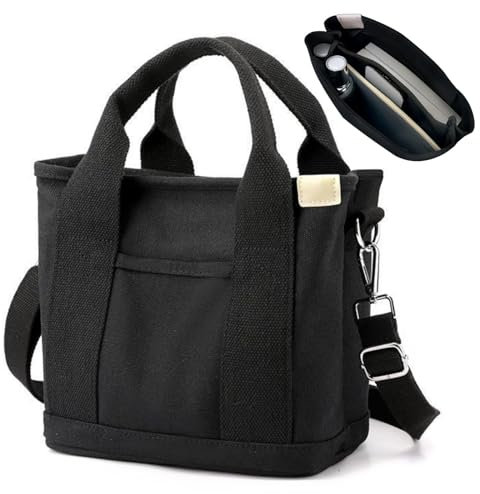 Aucuu Sac Fourre-Tout en Toile pour Femme, Sac à Bandoulière avec Sangle Réglable, Sac à Main pour Femme avec Fermeture éclair, Fourre-Tout Femme pour l'école, Shopping, Travail, Voyages