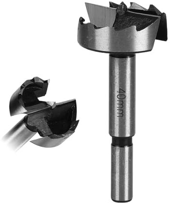 Forstnerbohrer 40mm für Hart- & Weichholz, Forstner Bits, Länge 90mm, 10mm Schaftdurchmesser, Bohraufsätze mit Rundschaft, Forstner Bohrer, Zubehör Bohrmaschine