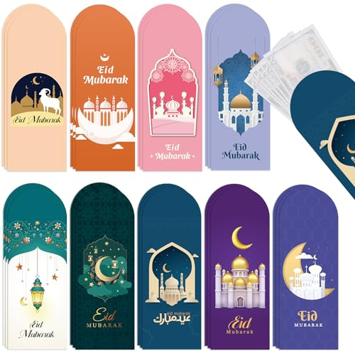 iZoeL 18/27 st Eid sedelkuvert för barn vuxna Eid Mubarak-kuvert pengar plånböcker för kontanter gåvor hållare kortpaket