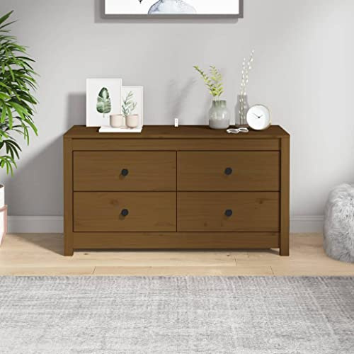 CKioict Buffetschrank modern Küchenschrank Vitrinenschrank Beistellschrank Honigbraun 100x40x54 cm Massivholz Kiefer für Schlafzimmer & Wohnräume & Büro