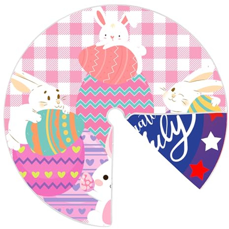 Sozize Easter Tree Skirt 4th of July Tree Skirt 36 Inch American Flag Day Memorial Day Double Sided Print Mat Independence Day Easter Christmas Holiday Party Decoration