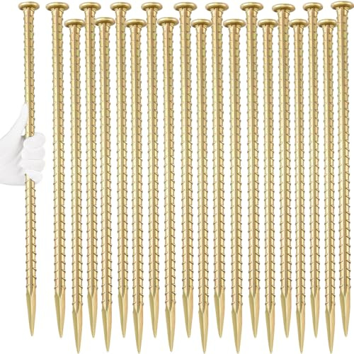 Besitu 16 Inch Rebar Stakes (20 Pack) 1/2 Inch Diameter Galvanized Steel Ground Anchors Heavy Duty Anchoring Spikes for Speed Bump, Parking Curb and Tent