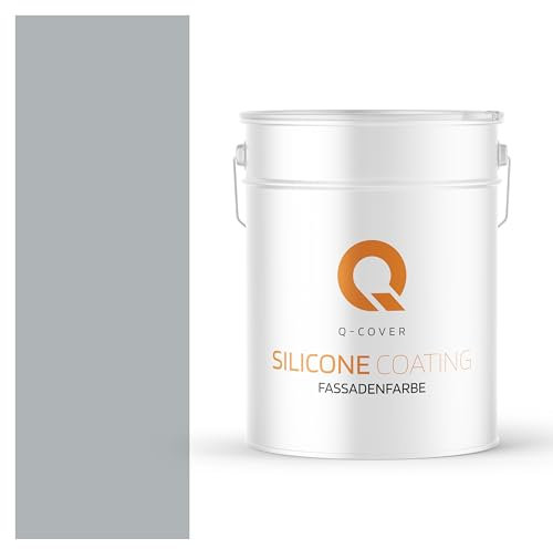 Q-COVER Fassadenfarbe 10 L Hellgrau-blau Silikonharz Fassadenfarbe Außen Wandfarbe Wetterfest