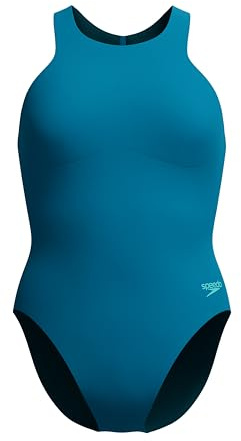 Speedo Racer Zip Costume da Bagno per Donna, Dark Teal, 42